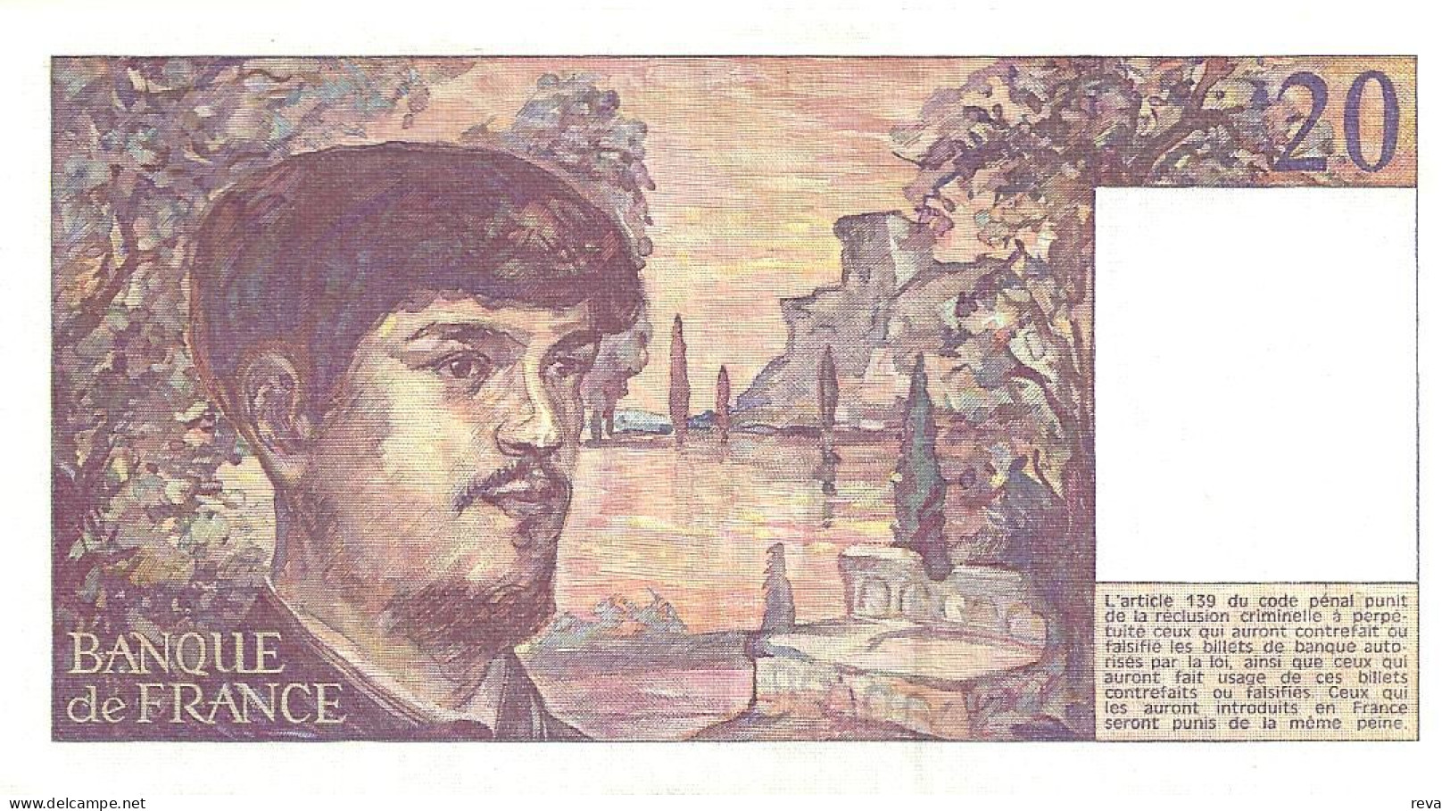 FRANCE 20 FRANCS DEBUSSY MAN FRONT & BACK SIGN VARIETY DATED 1985 P151a F+ READ DESCRIPTION - 20 F 1980-1997 ''Debussy''