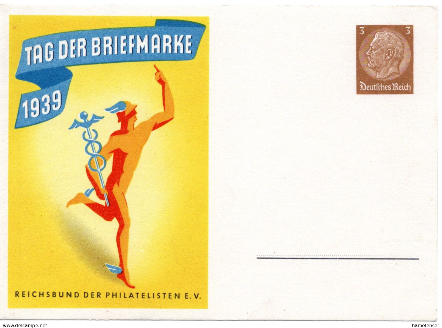58676 - Deutsches Reich - 1939 - 3Pfg Hindenburg SoGAKte "Tag Der Briefmarke 1939", Ungebraucht - Dag Van De Postzegel