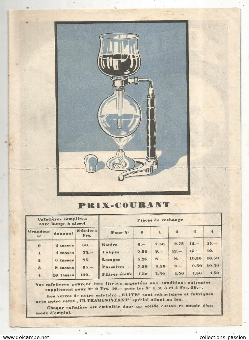 Publicité 4 Pages, ELITE, La Cafetière De Table, STRASBOURG, 4 Scans, Frais Fr 1.95 E - Advertising