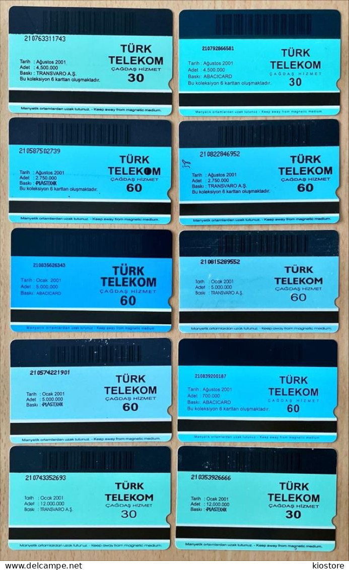 10 Different Turkish Folk Instruments Phonecards For Collection - Kultur