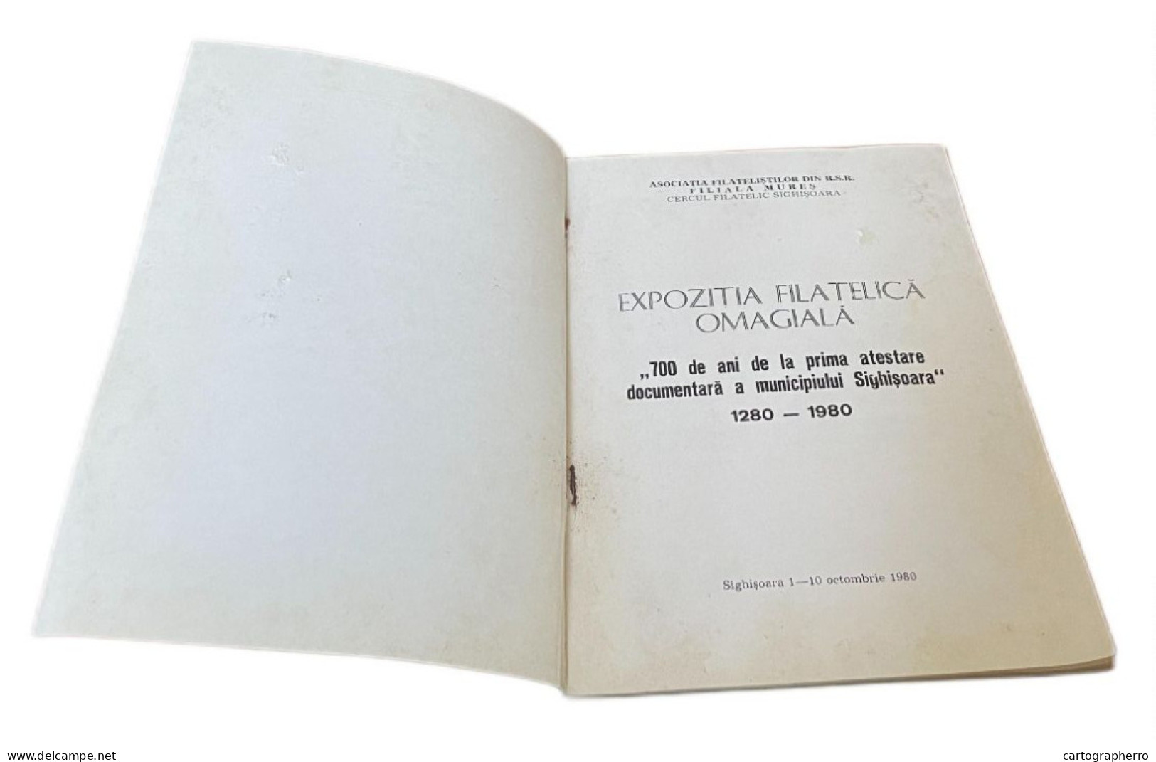 Romania expozitia filatelica omagiala catalog 1980 asociatia filatelistilor filiala Mures cerc filatelic Sighisoara