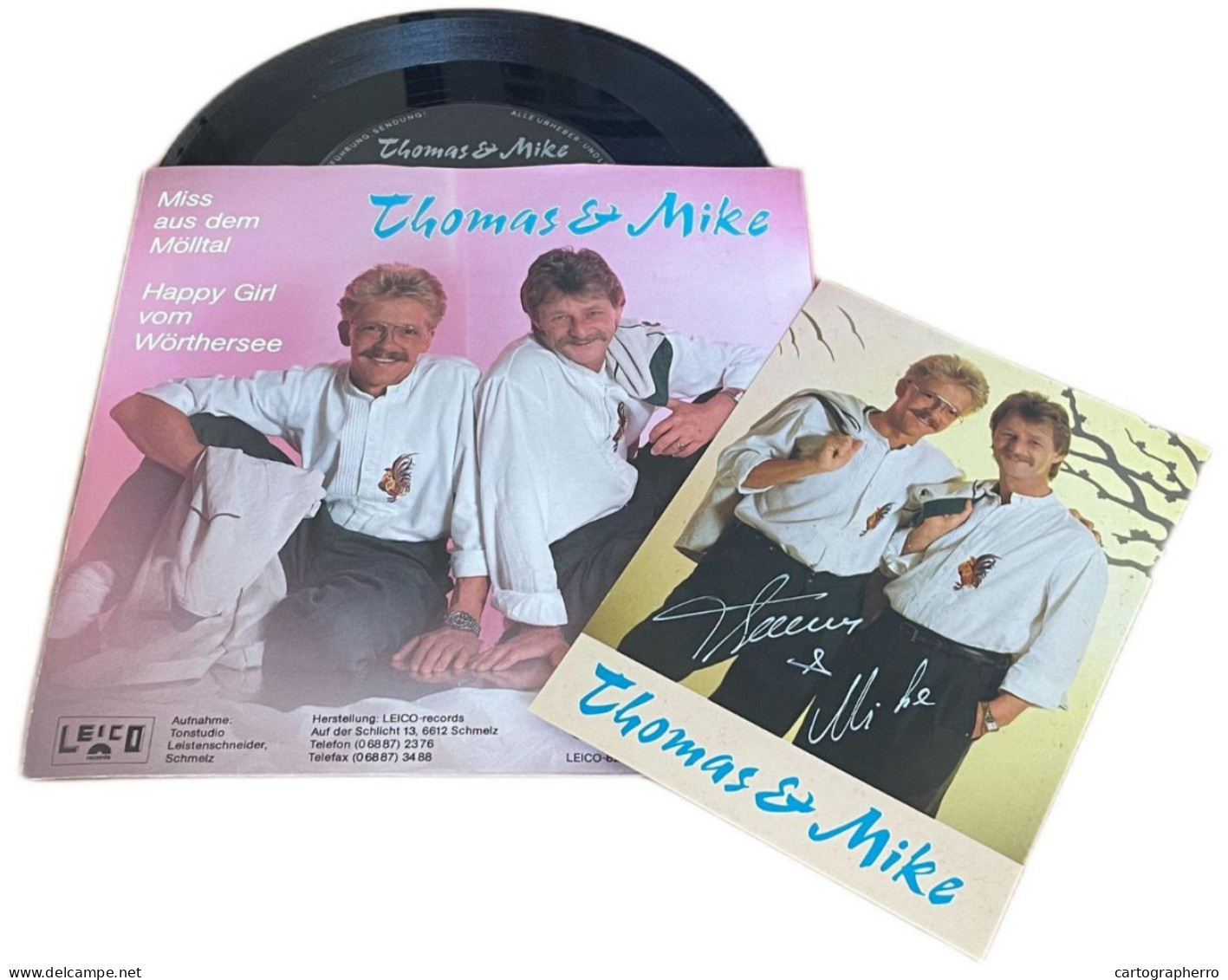 Vinyl Record Thomas & Mike "Miss Aus Dem Molltal" & "Happy Girl Vom Worthersee" + Autogramm Karte - Autres - Musique Néerlandaise