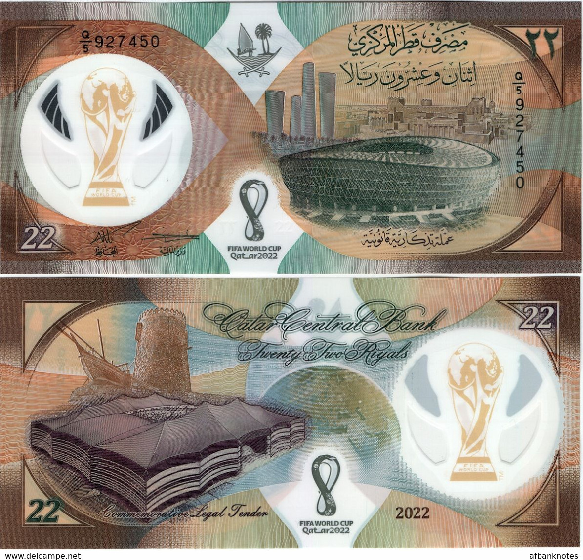 QATAR       22 Riyals       Comm.       P-W39       2022       UNC  [ WITH FOLDER ] - Qatar