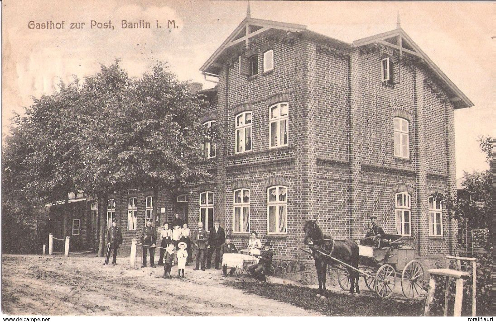 BANTIN I Mecklenburg B Zarrentin Boizenburg Gasthof Z Post Briefträger PostKutsche Bahnpost Deutlich HAGENOW - NEUM 1915 - Hagenow