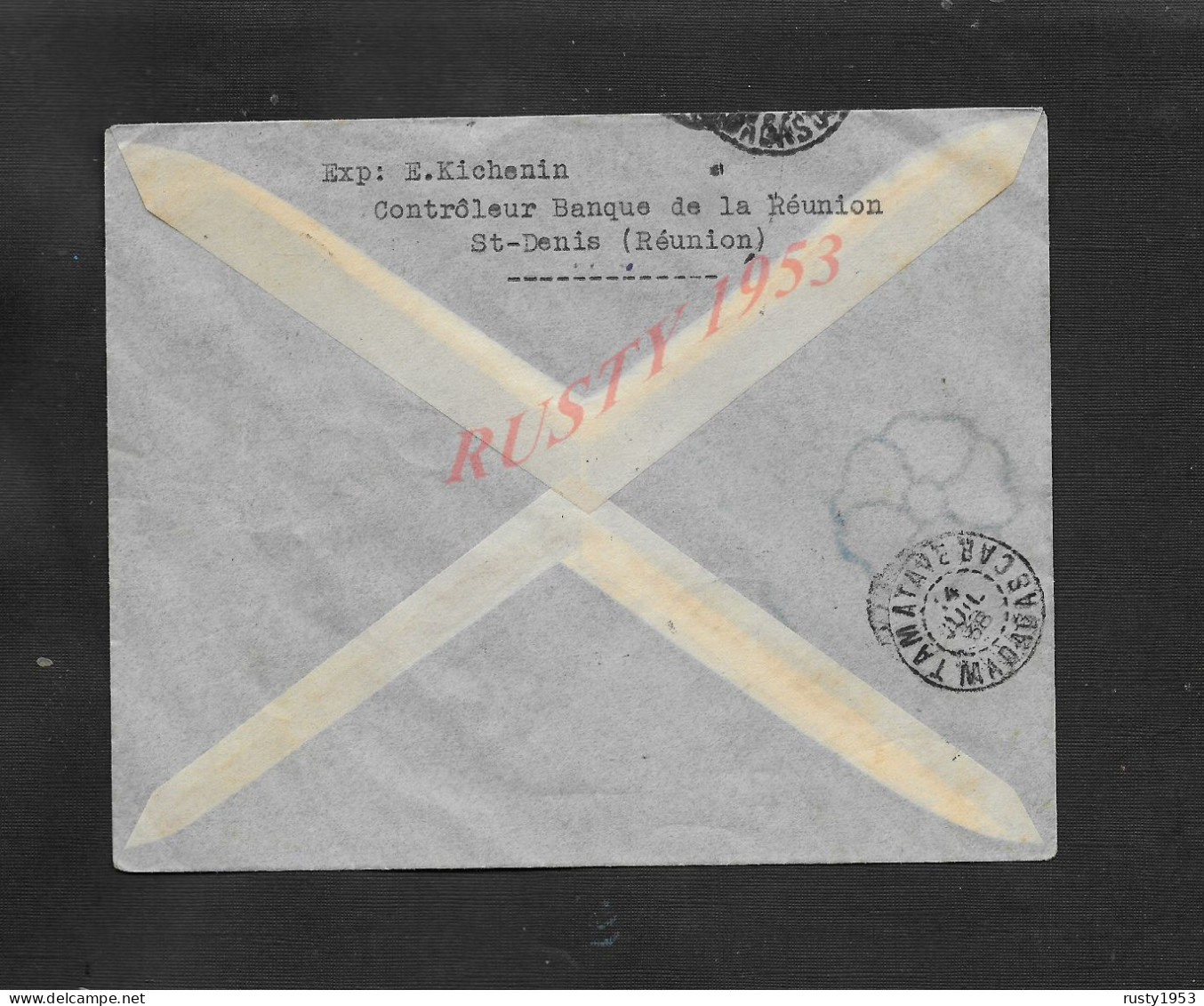 LA RÉUNION LETTRE EN R CACHET St DENIS AVEC GRIFFE POSTE AÉRIENNE ETUDE RÉUNION MADAGASCAR TANANARIVE1938 : - Briefe U. Dokumente