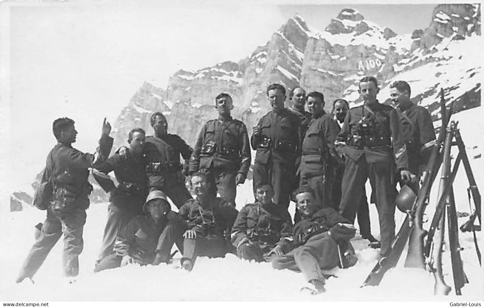 Carte-Photo Armée Suisse Militaria Schweizer Armee Militär Fusillers De Montagne Mousquetons Bergschmelzen - Mon