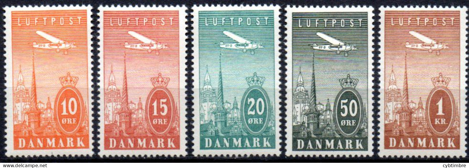 Danemark: Yvert N° A 6/10*; Cote 35.00€ - Airmail