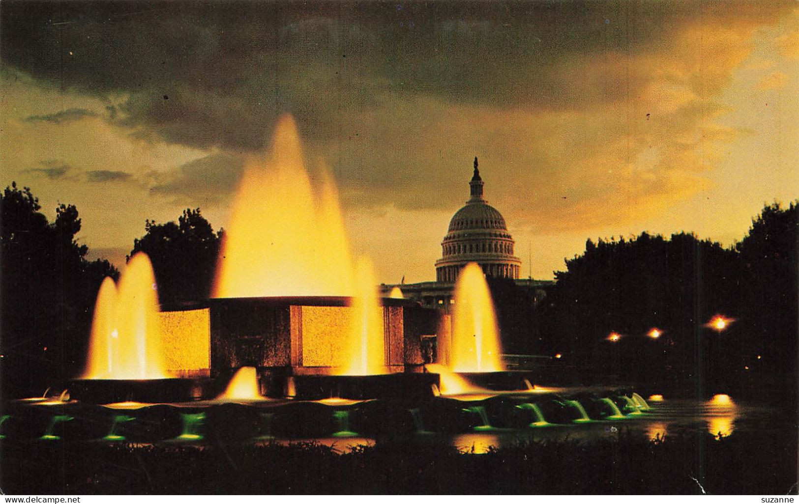 Fountains Nation(s Capitol At Night - Postcard PAN AM Airline C11178 - Washington DC