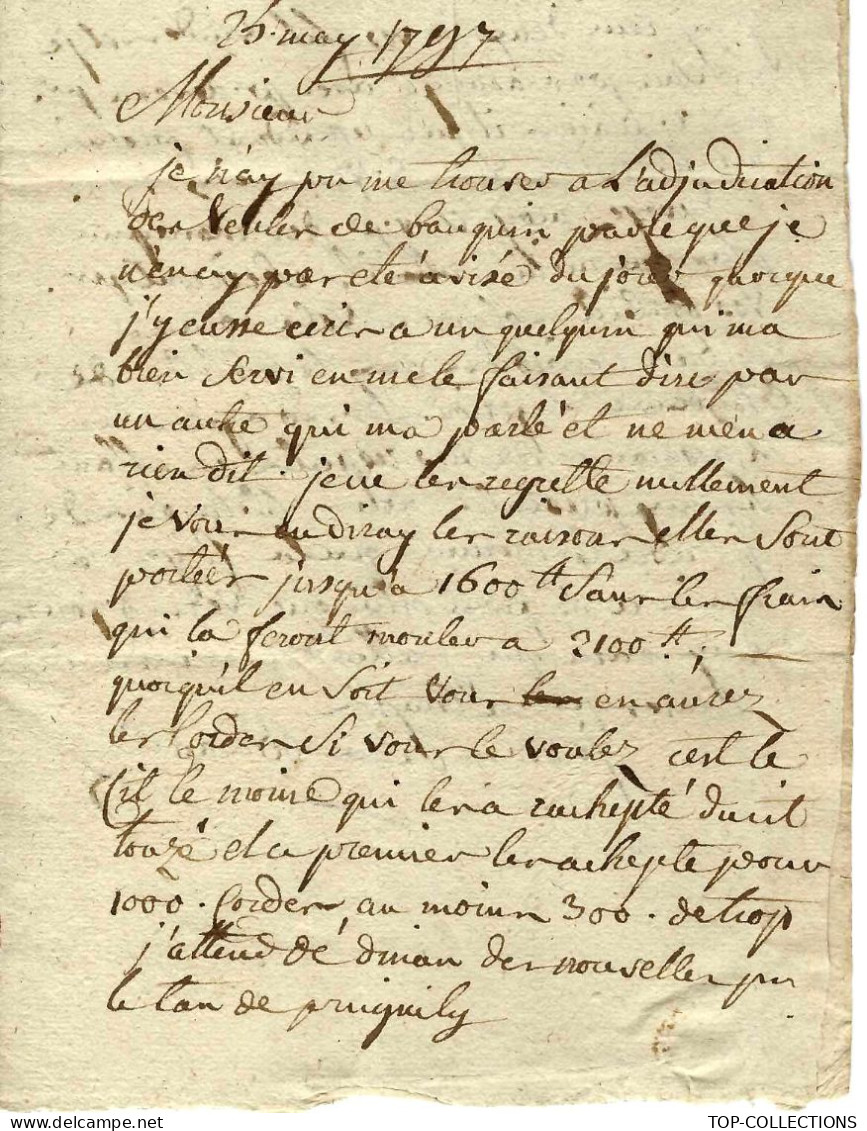 1797 LETTRE COMPLETE ET SIGNEE Adressée Au  Citoyen Carré  Forges Du Vaublanc  Sans Marque Postale V.SCANS - Documents Historiques