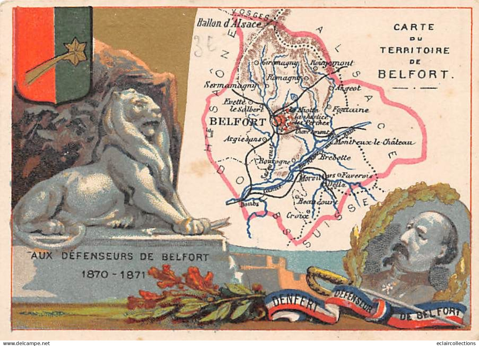 Image Chromos         90          Carte Géographique  Du Territoire De Belfort  11;5x8;5 Cm       (voir Scan) - Autres & Non Classés