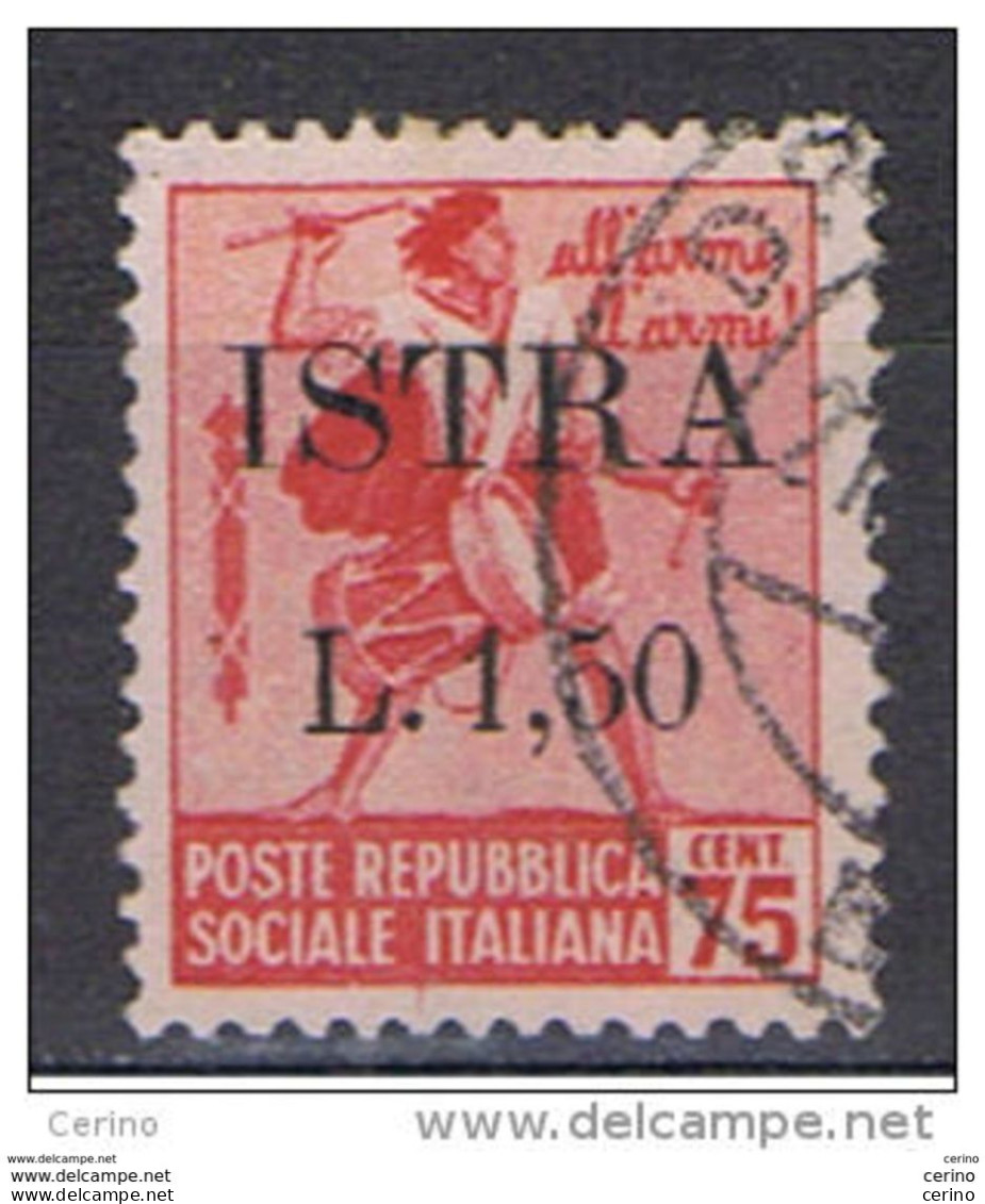 ISTRIA - OCCUPAZIONE  JUGOSLAVA:  1945  SOPRASTAMPATO  -  £. 1,50/ 75 C.  ROSA  CARMINIO  US. -  SASS. 28 - Joegoslavische Bez.: Istrië