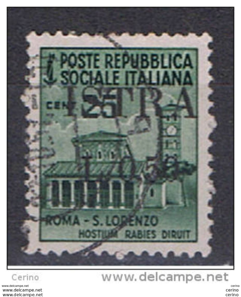 ISTRIA - OCCUPAZIONE  JUGOSLAVA:  1945  SOPRASTAMPATO  -  50 C./ 25 C. VERDE  SMERALDO  US. -  SASS. 24 - Joegoslavische Bez.: Istrië