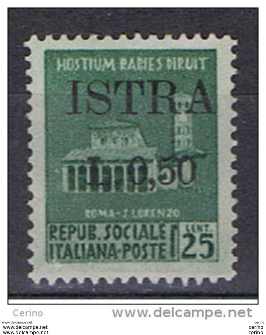 ISTRIA - OCCUPAZIONE  JUGOSLAVA:  1945  SOPRASTAMPATO  -  50 C./ 25 C. VERDE  SMERALDO  S.G. -  SASS. 23 - Joegoslavische Bez.: Istrië