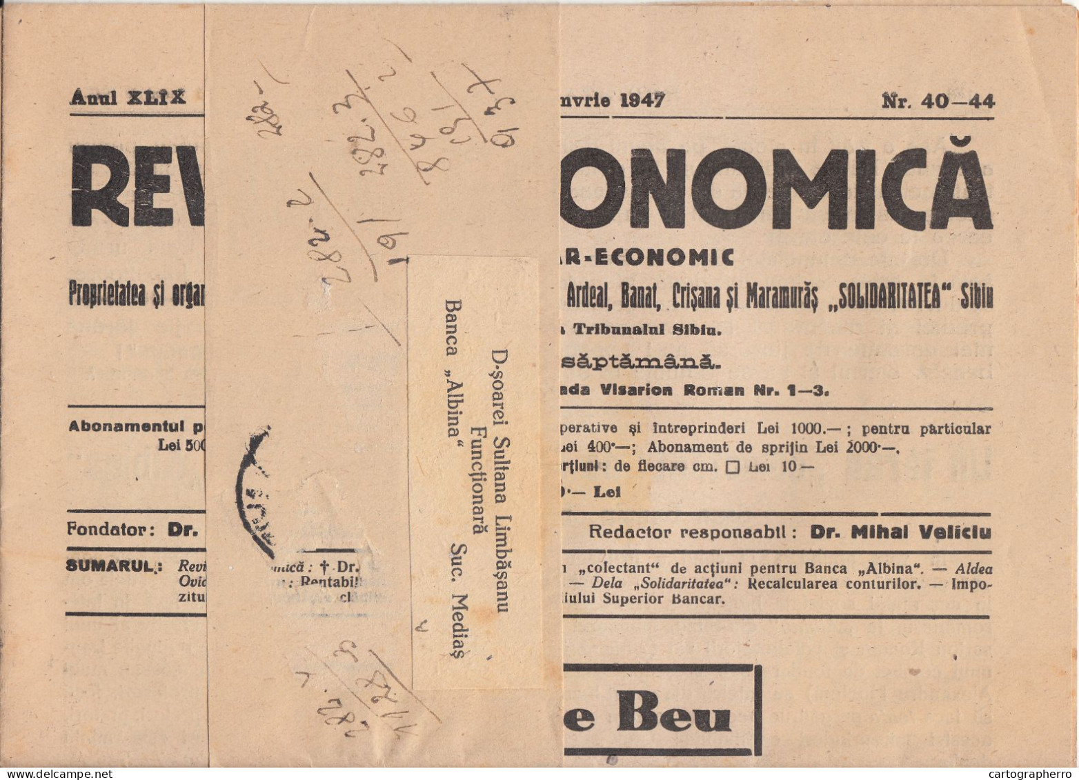 Romania Revista Economica Sibiu 1947 - Revistas & Periódicos