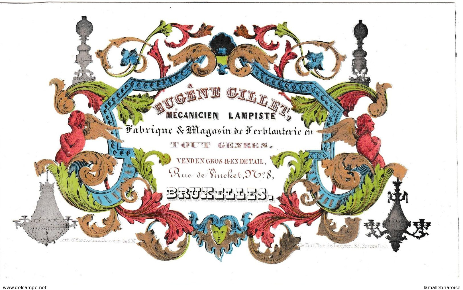 Belgique "Carte Porcelaine" Porseleinkaart, Eugene Gillet, Mecanicien Lampiste, Bruxelles, Dim:161 X 97mm - Porcelaine