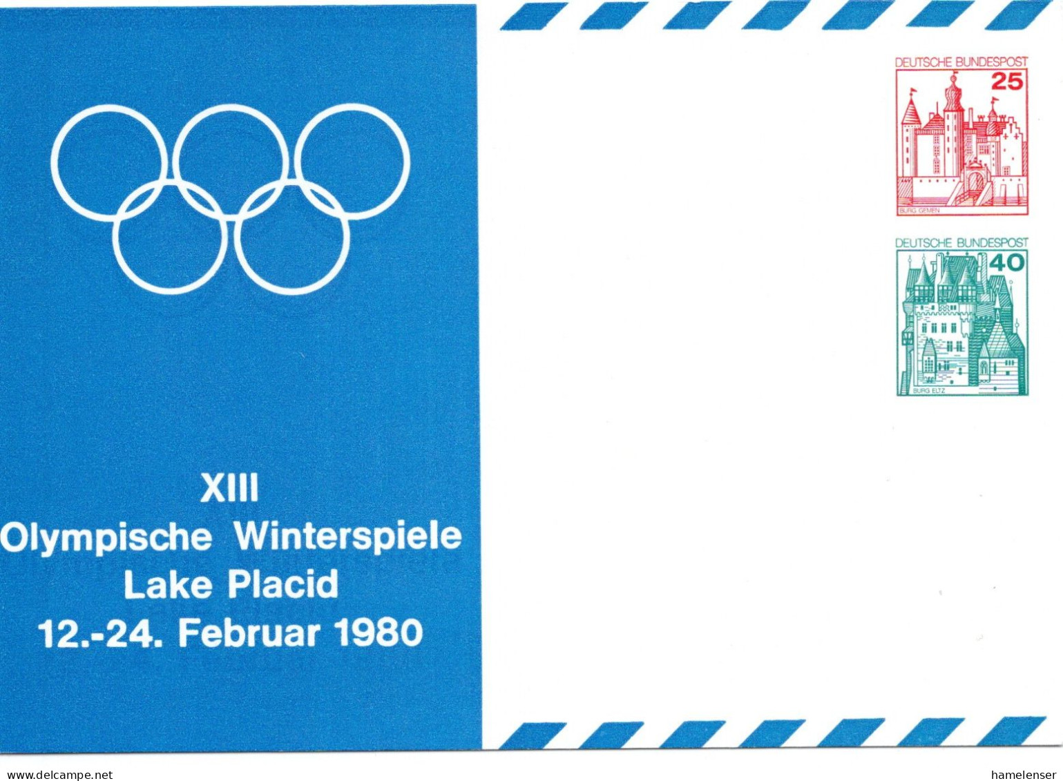 58870 - Bund - 1980 - 25&40Pfg B&S PGALpKte "Winterolympiade Lake Placid", Ungebraucht - Inverno1980: Lake Placid