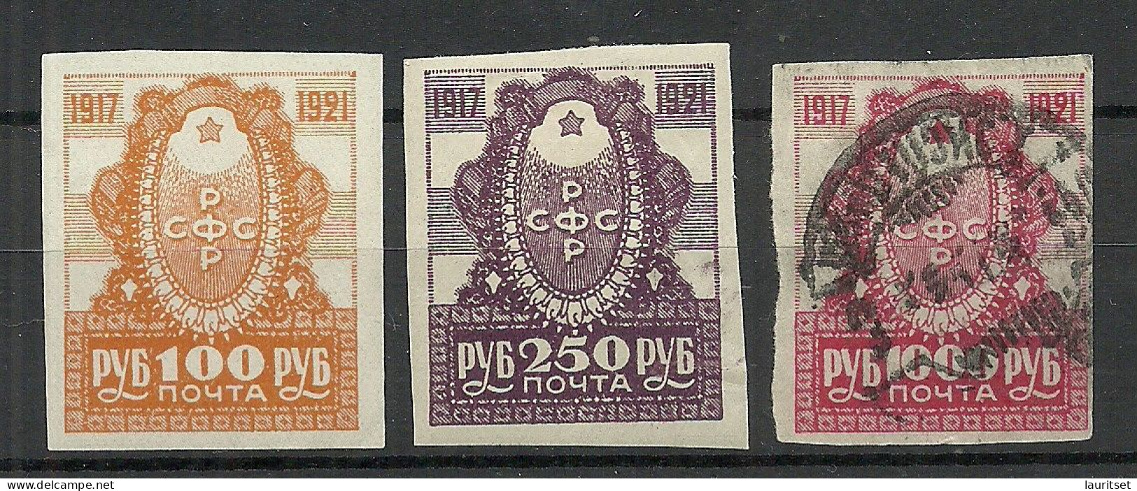 RUSSLAND RUSSIA 1921 Michel 162 - 164 */o Oktoberrevolution - Sonstige & Ohne Zuordnung