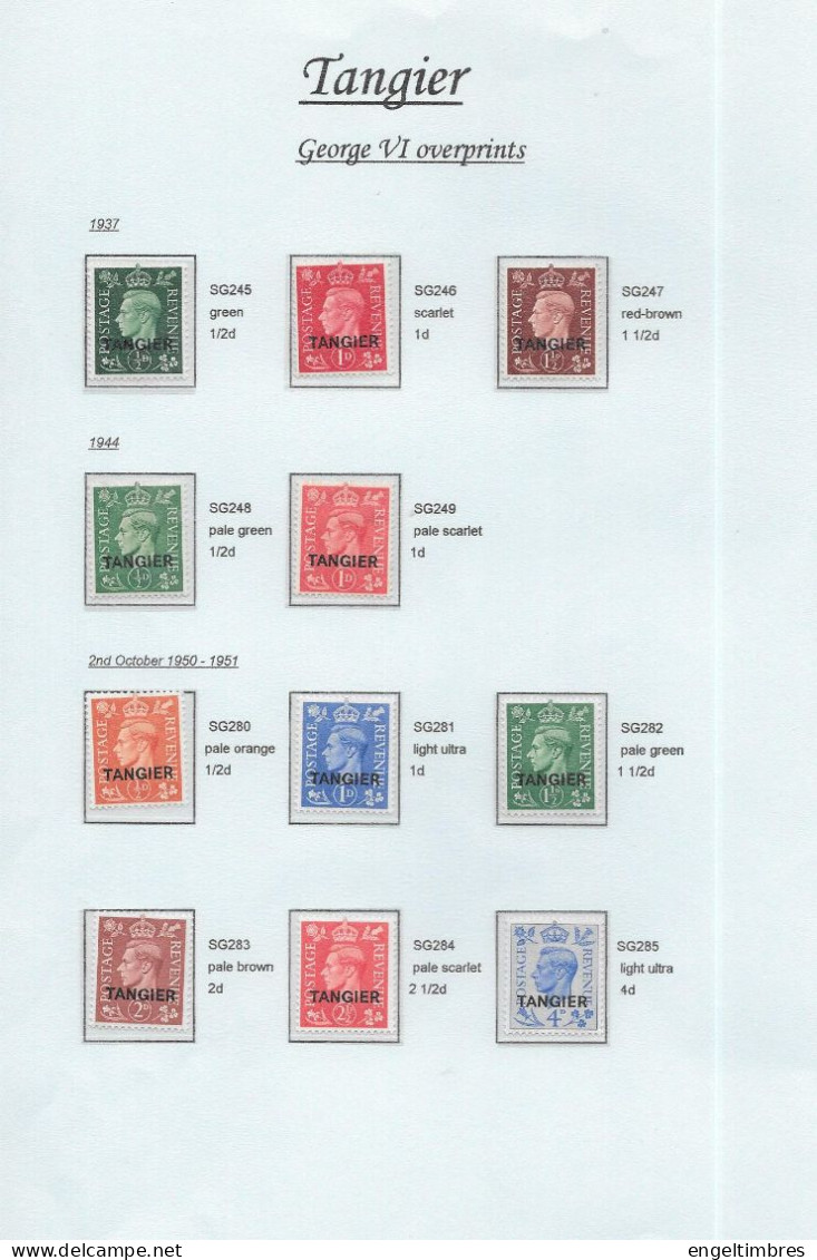 GB GEORGE 6th  - Tangier  Overprints 1937/1944/1950  LMM - Unused Stamps