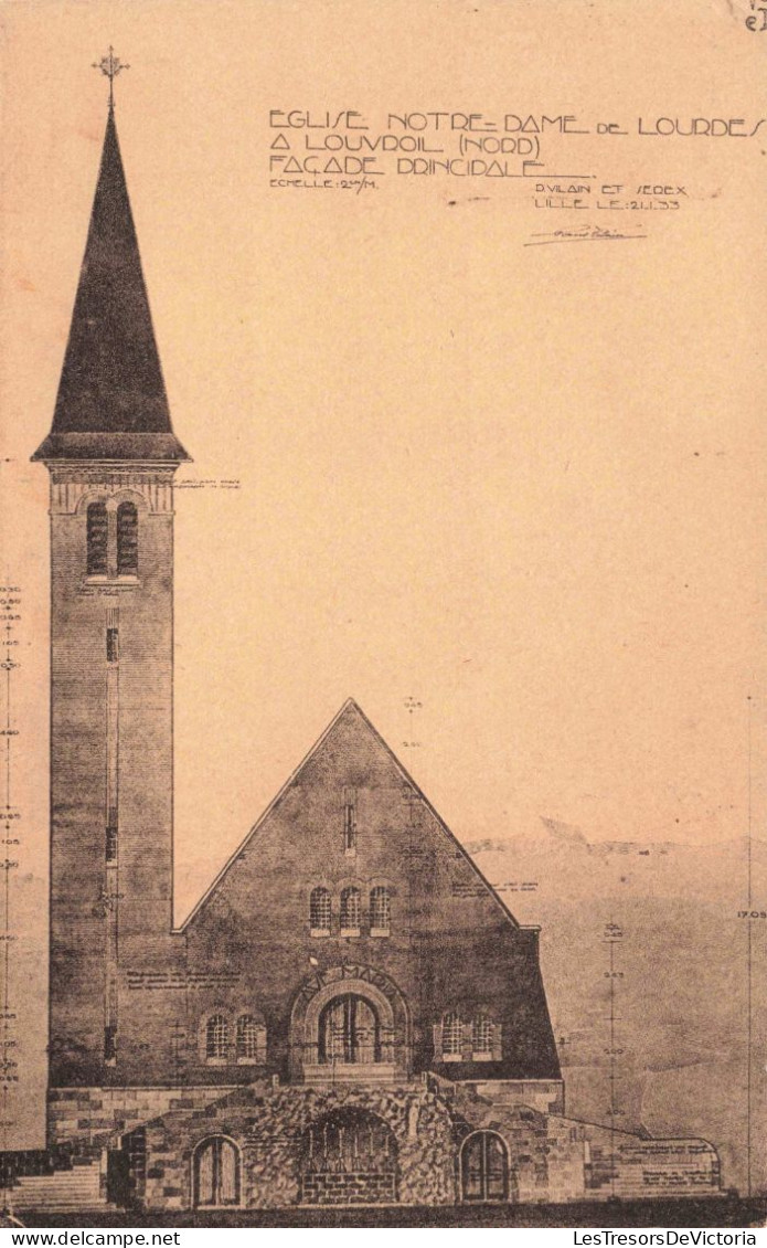 FRANCE - Notre-Dame De Lourde - A Louvroil (Nord) - Façade Principale - D.Vilain Et Serex - Ancienne Carte Postale - Louvroil