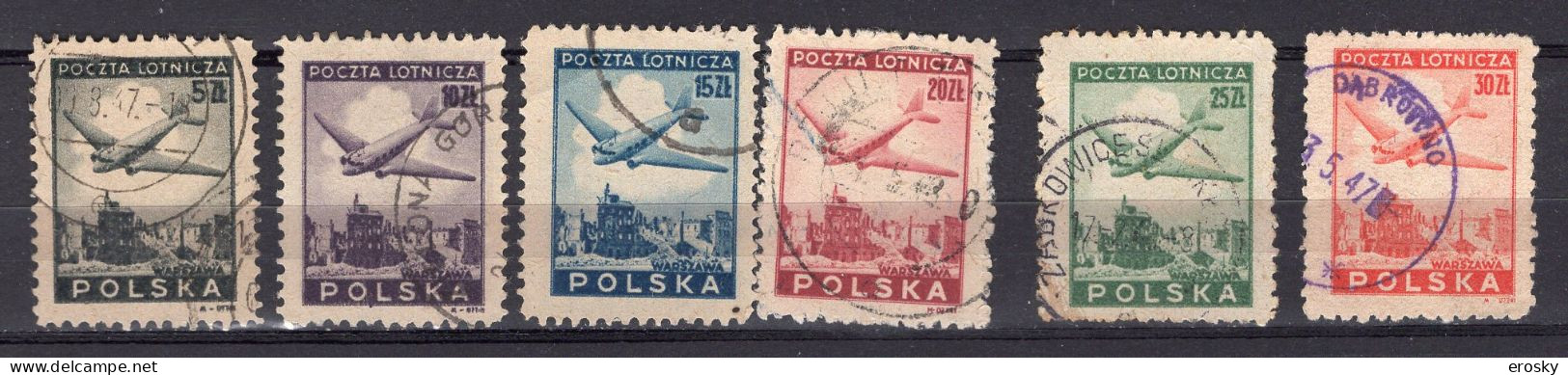 R3766 - POLOGNE POLAND AERIENNE Yv N°10/15 - Oblitérés