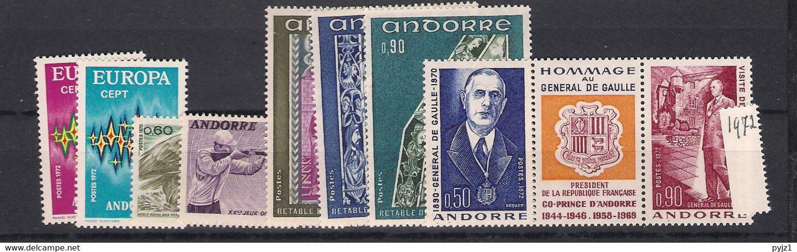 1972 MNH Andorra Fr,  Year Complete, Postfris - Années Complètes