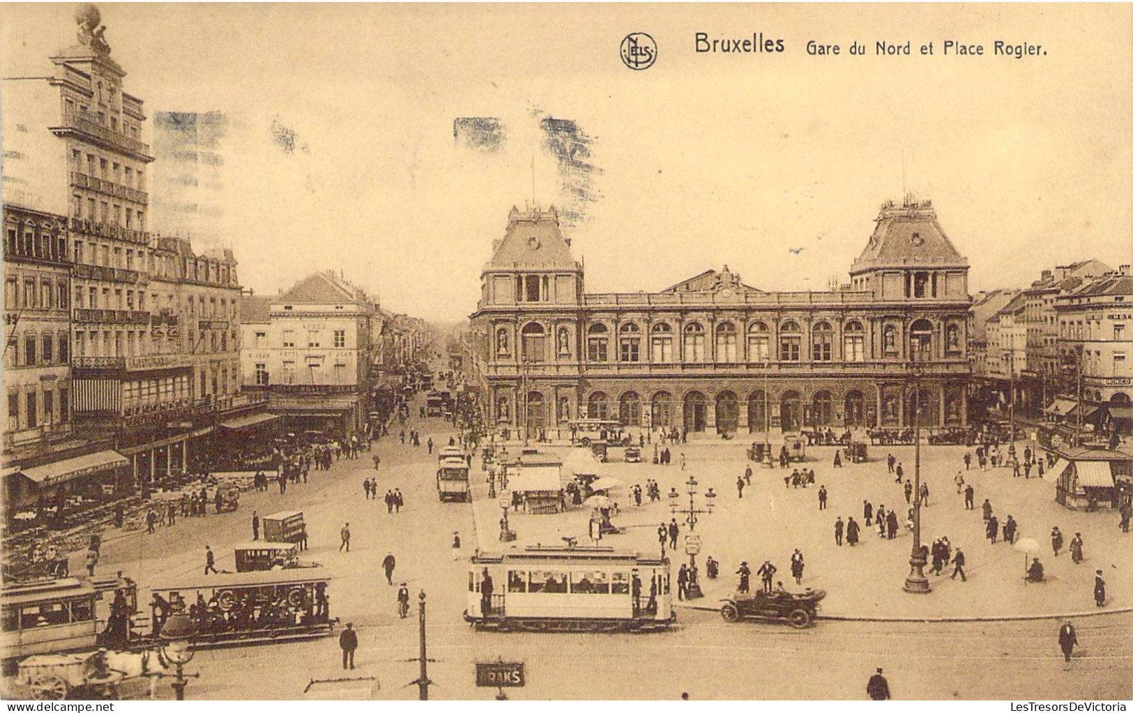 BELGIQUE - Bruxelles - Gare Du Nord Et Place Rogier - Carte Postale Ancienne - Spoorwegen, Stations