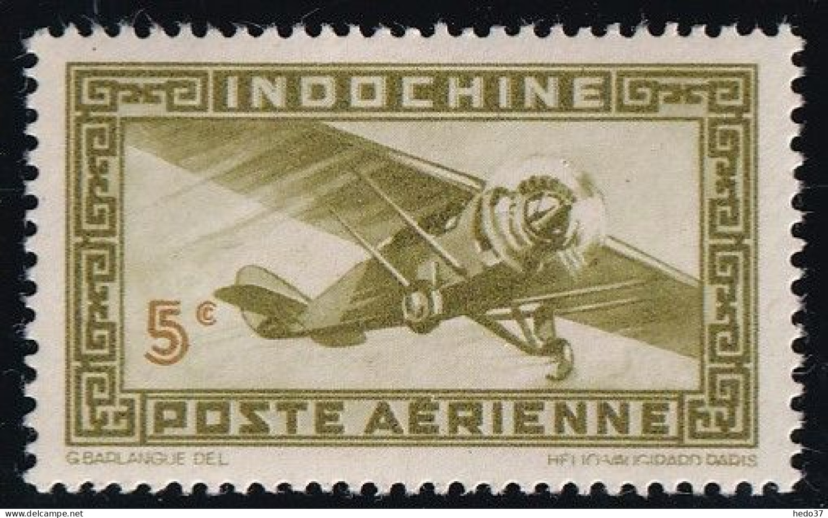 Indochine Poste Aérienne N°24 - Variété Faciale En Brun - Timbre Bicolore - Neuf ** Sans Charnière - TB - Airmail