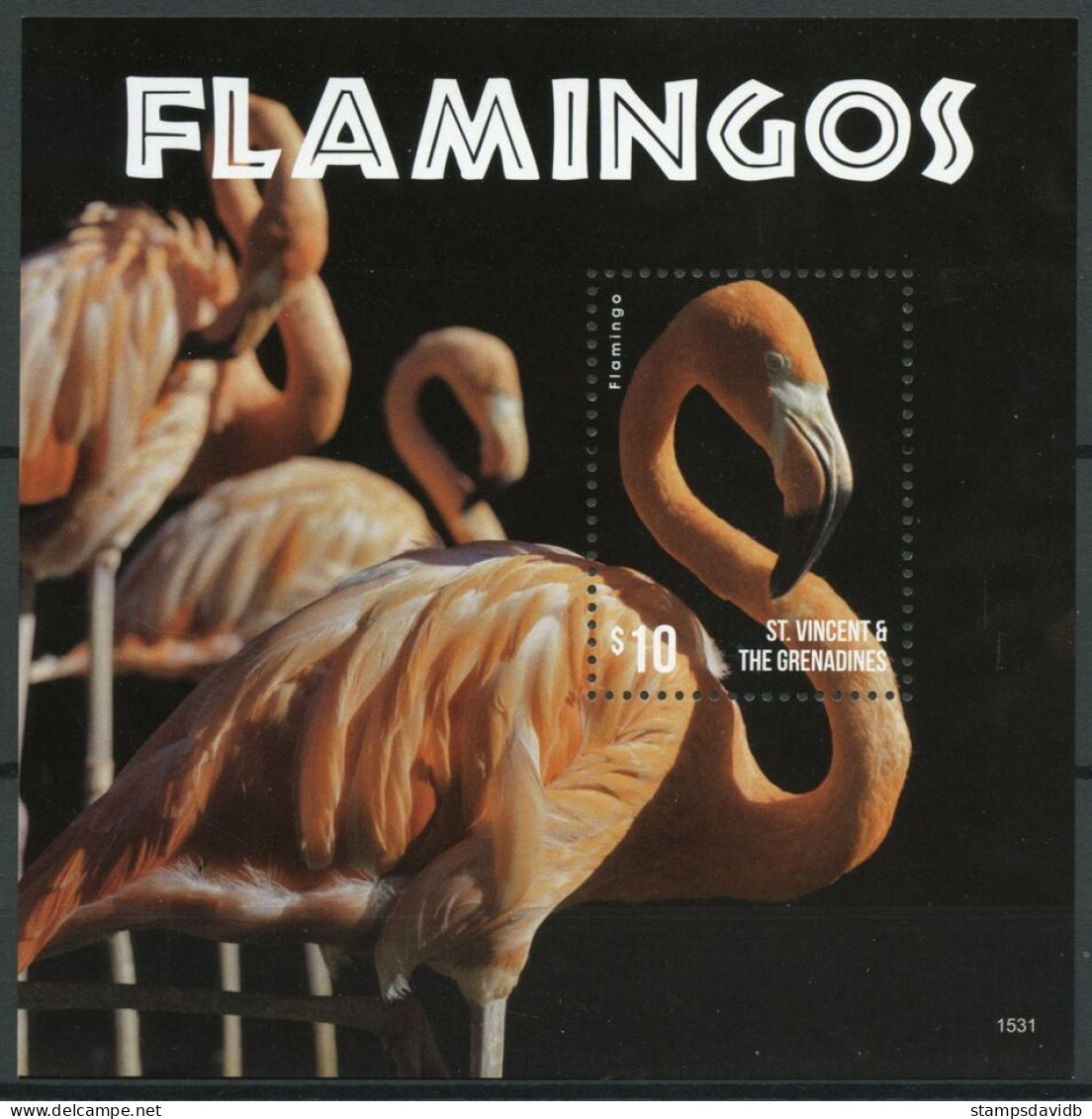 2015 St Vincent Grenadines 7597/B817 Birds / Flamingos 9,00 € - Flamingo