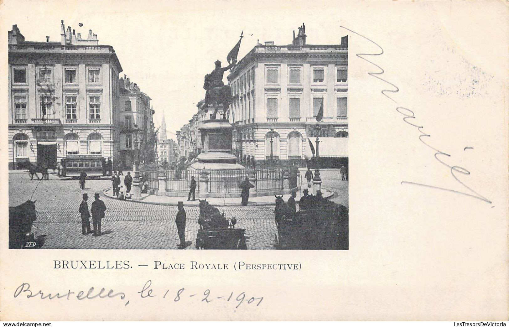 BELGIQUE - Bruxelles - Place Royale ( Perspective ) - Carte Postale Ancienne - Places, Squares