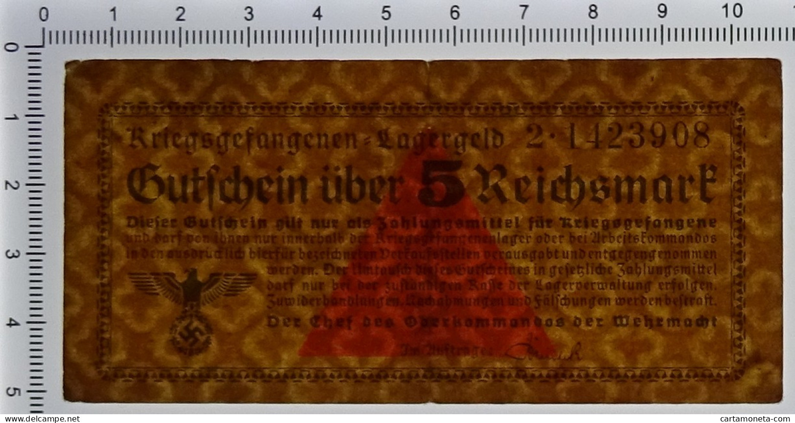 5 REICHSMARK PRIGIONIERI DI GUERRA WWII GERMANIA LAGERGELD 1939-1945 BB/BB+ - Autres & Non Classés