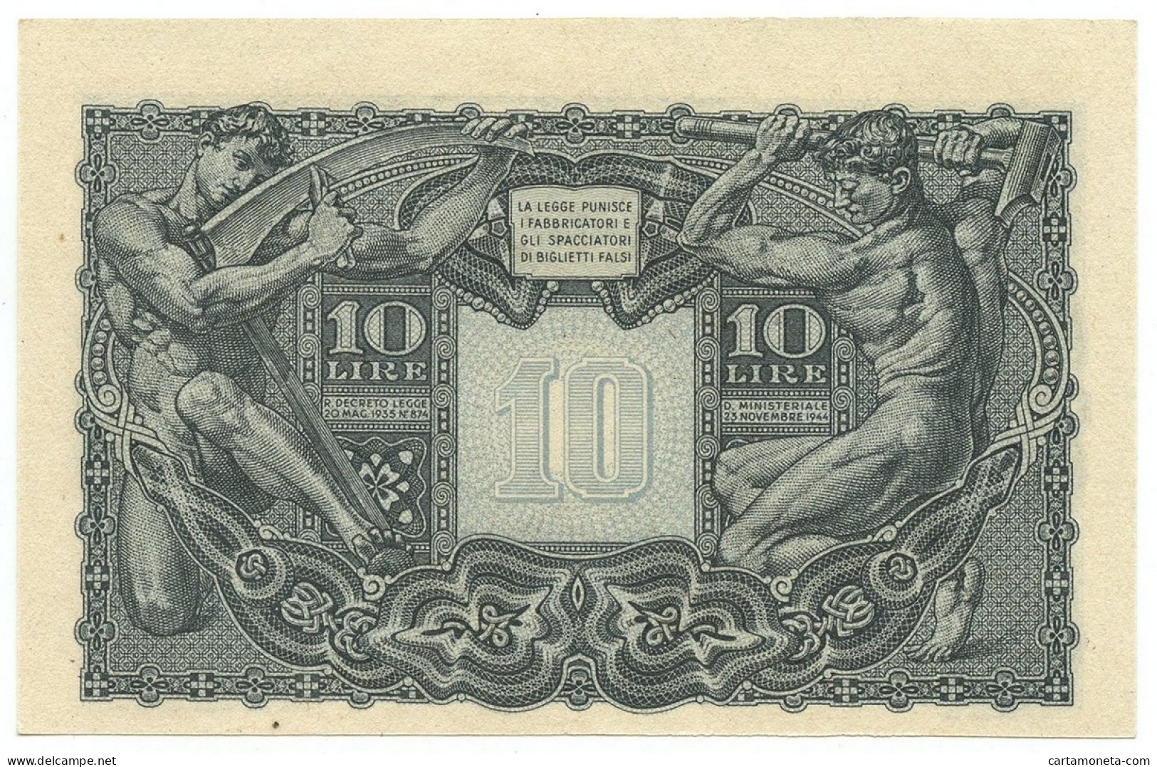 10 LIRE BIGLIETTO STATO GIOVE LUOGOTENENZA UMBERTO VENTURA 23/11/1944 SUP+ - Sonstige