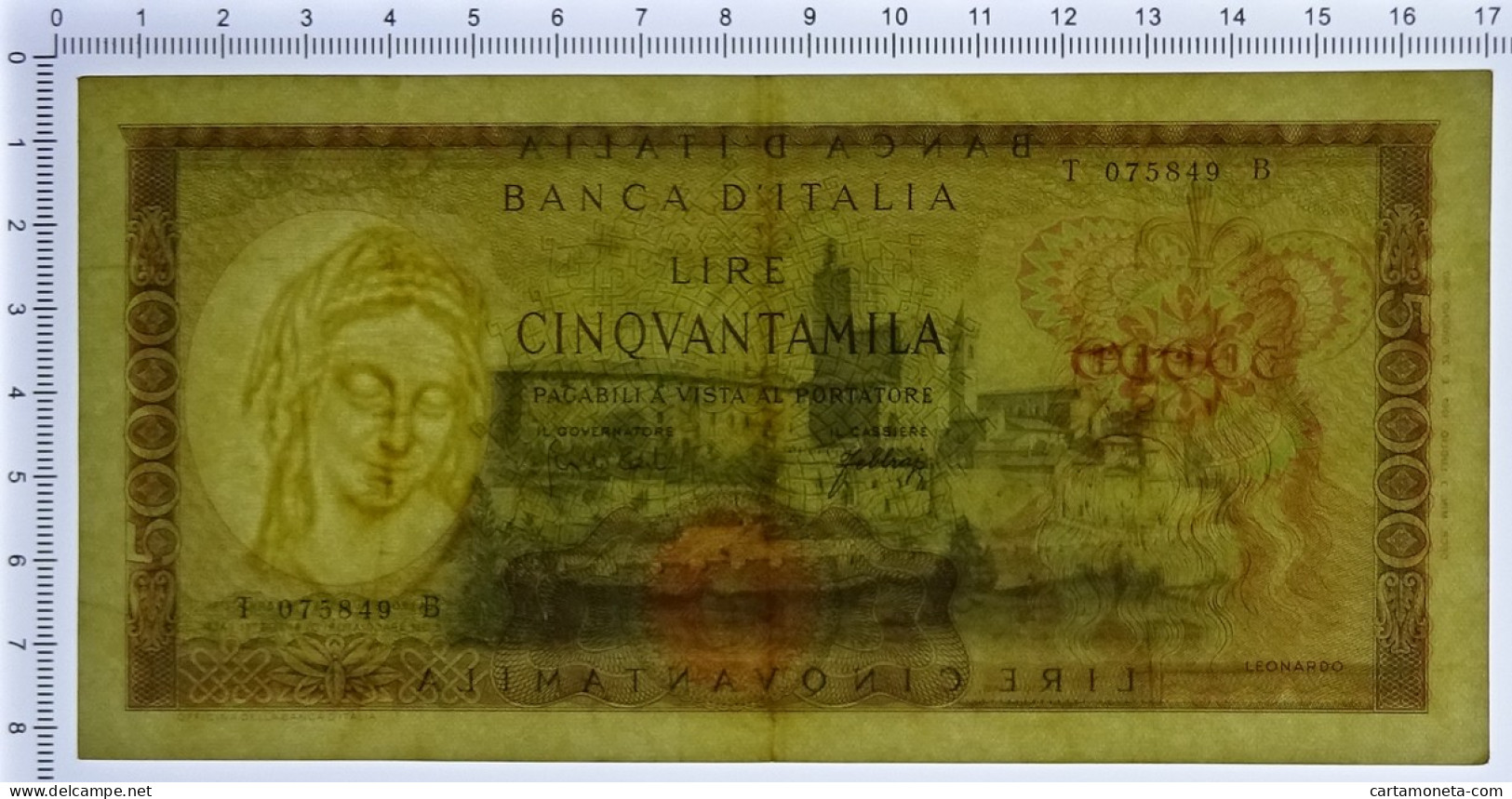 50000 LIRE BANCA D'ITALIA LEONARDO DA VINCI MEDUSA 03/07/1967 BB+ - Altri & Non Classificati