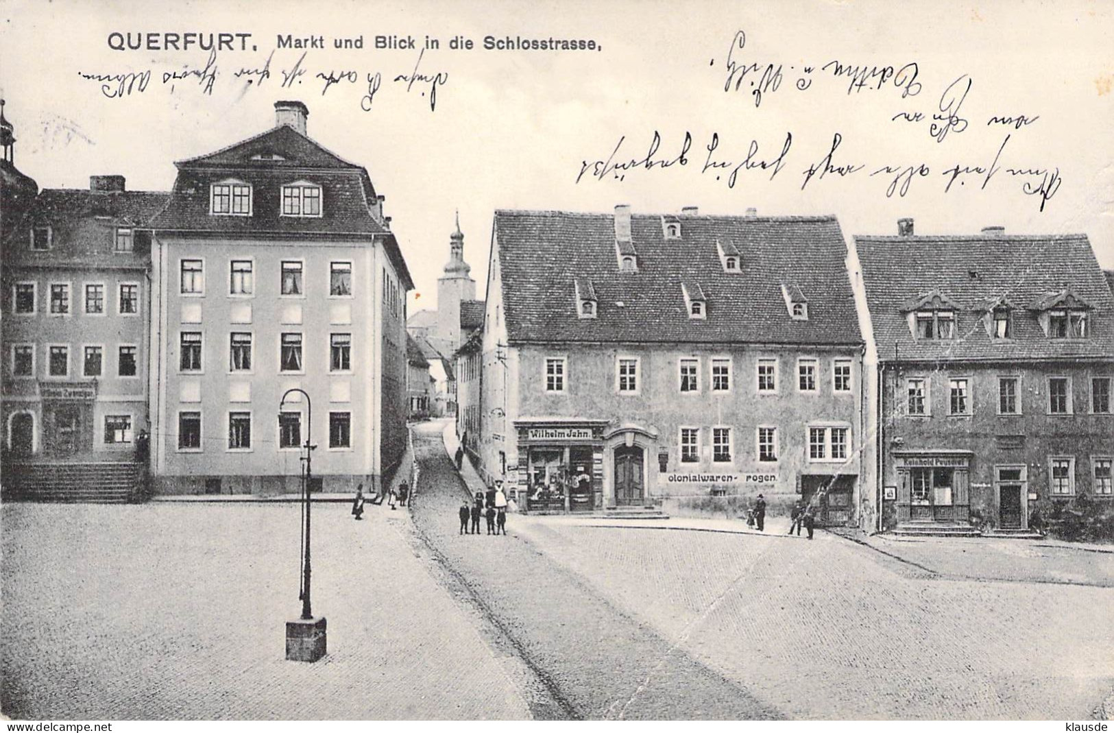 Querfurt - Markt Und Blick In Die Schlossstrasse Gel.1908 - Querfurt