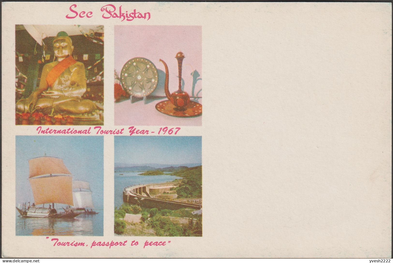 Bangladesh 1971. Entier Postal Du Pakistan Surchargé. Colombe, Bouddha, Voiliers, Barrage - Budismo