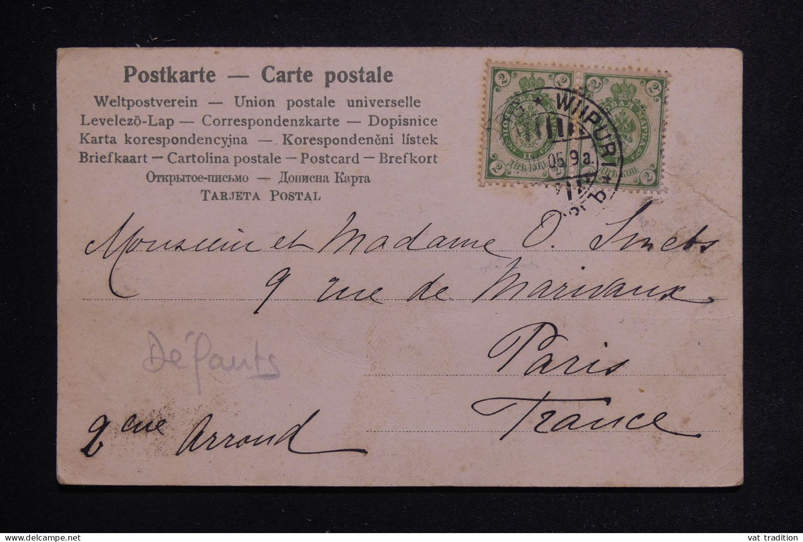 RUSSIE / FINLANDE - Carte Postale De Helsinki Pour La France En 1905  - L 144393 - Briefe U. Dokumente