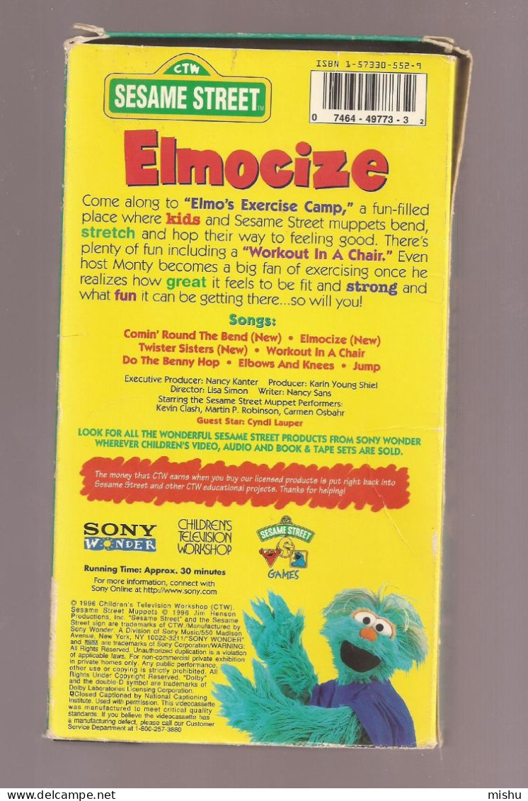 VHS Tape - 123 Sesame Street - Elmocize - Children & Family