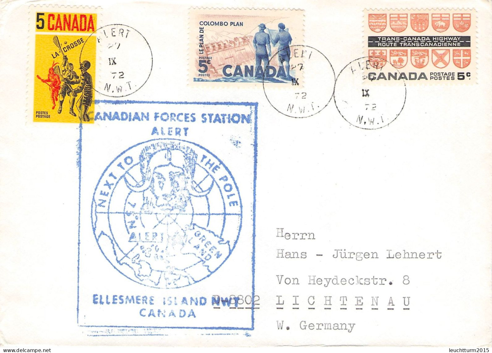 CANADA - LETTER 1972 ALERT, NWT > GERMANY / ZG62 - Covers & Documents