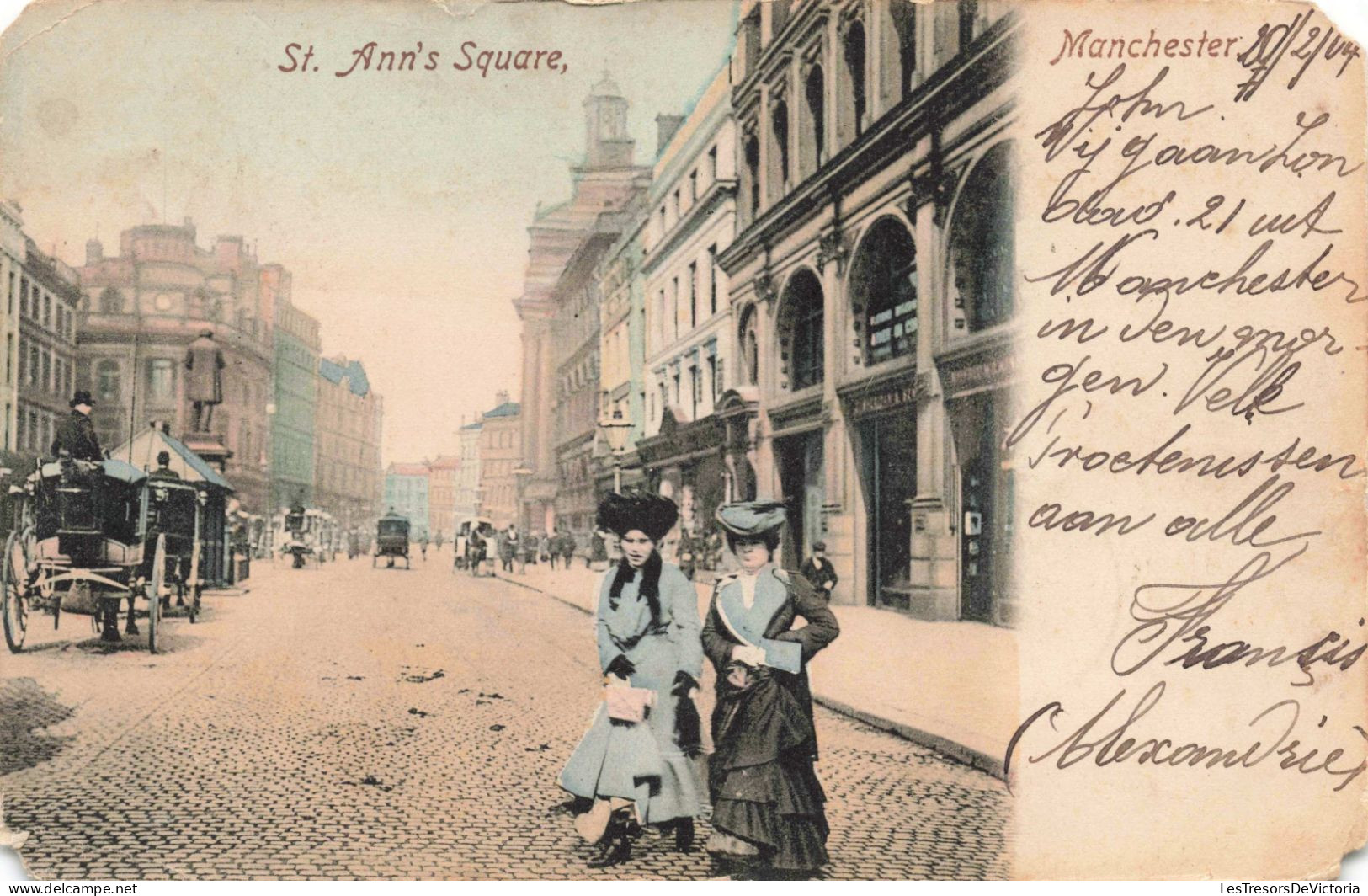 ROYAUME-UNI - Angleterre - Manchester - St Ann's Square - Animé Et Colorisé - Citadines - Carte Postale Ancienne - Sonstige & Ohne Zuordnung