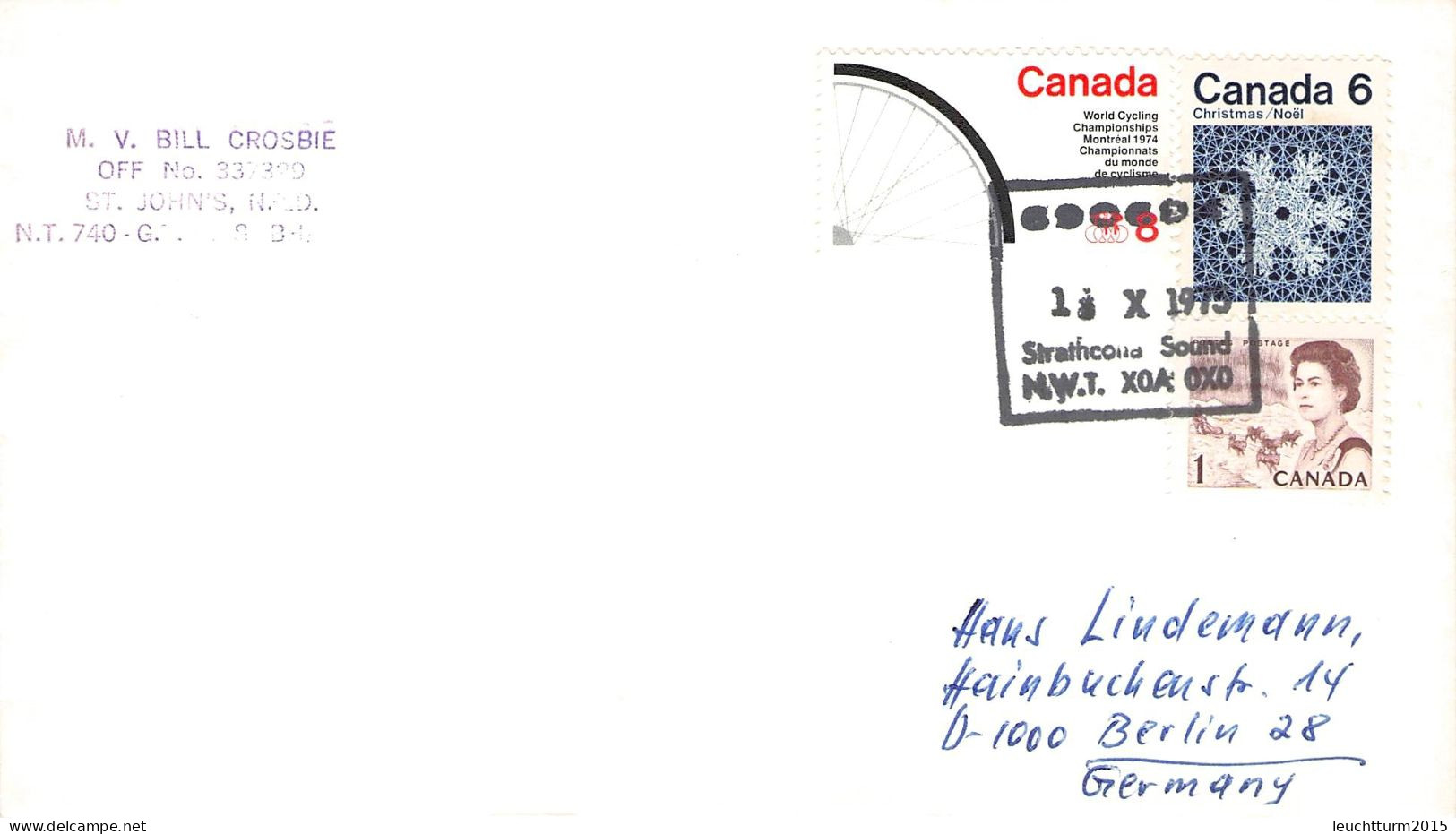 CANADA - LETTER 1975 690694 STRATHCONA SOUND, NWT > GERMANY / ZG63 - Lettres & Documents