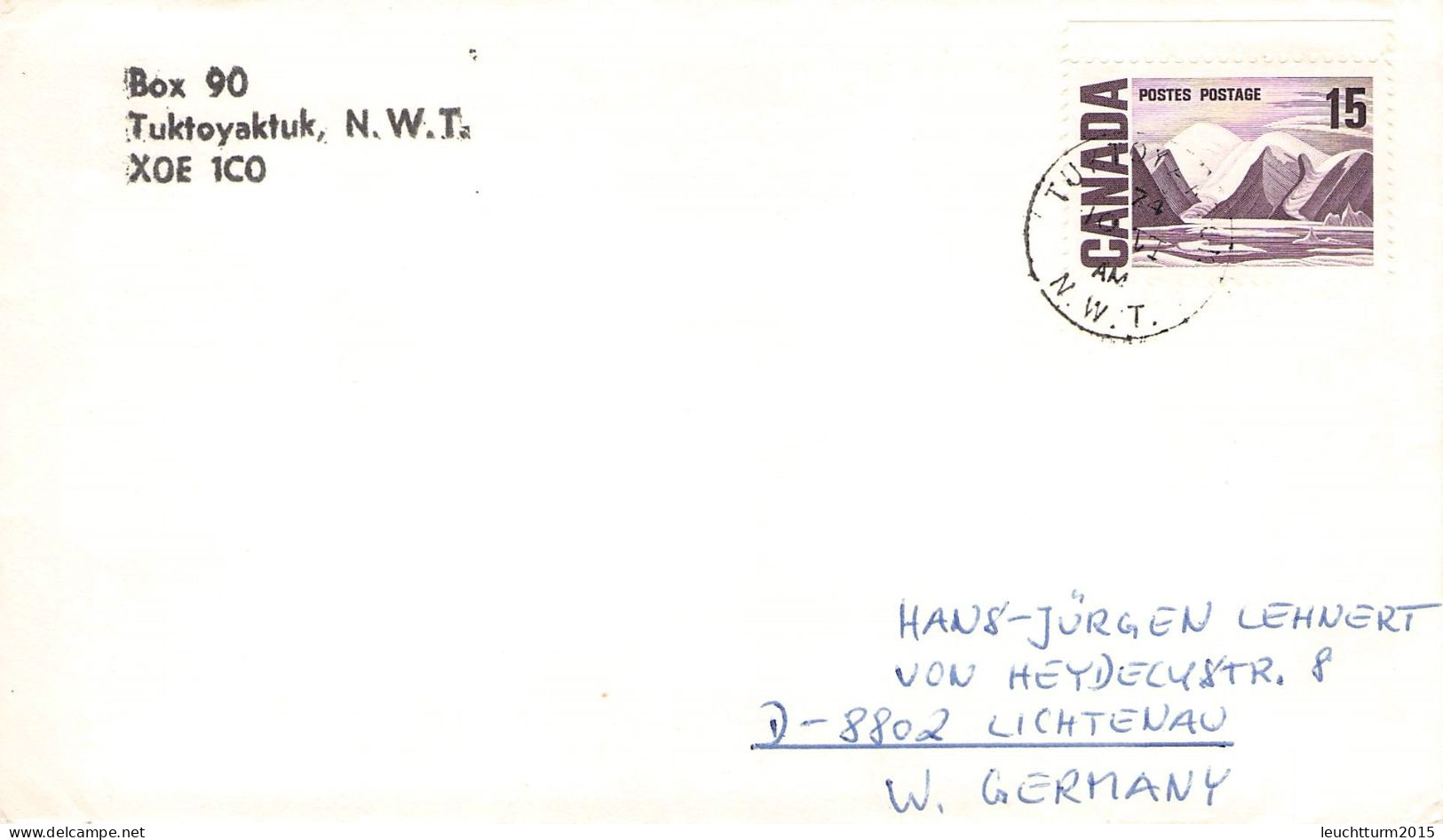 CANADA - LETTER 1974 TUKTOYAKTUK, NWT > GERMANY / ZG65 - Briefe U. Dokumente