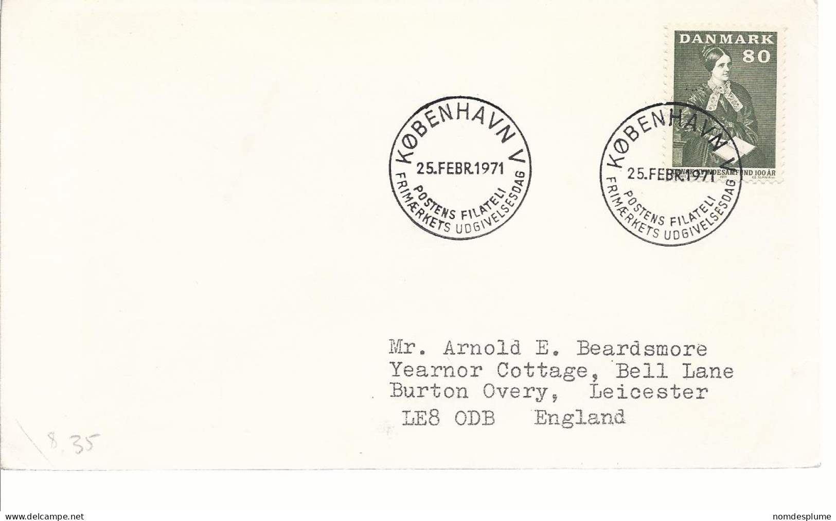 19613) Denmark Kobenhavn V Postmark Cancel 1971 First Day Cover - Lettres & Documents