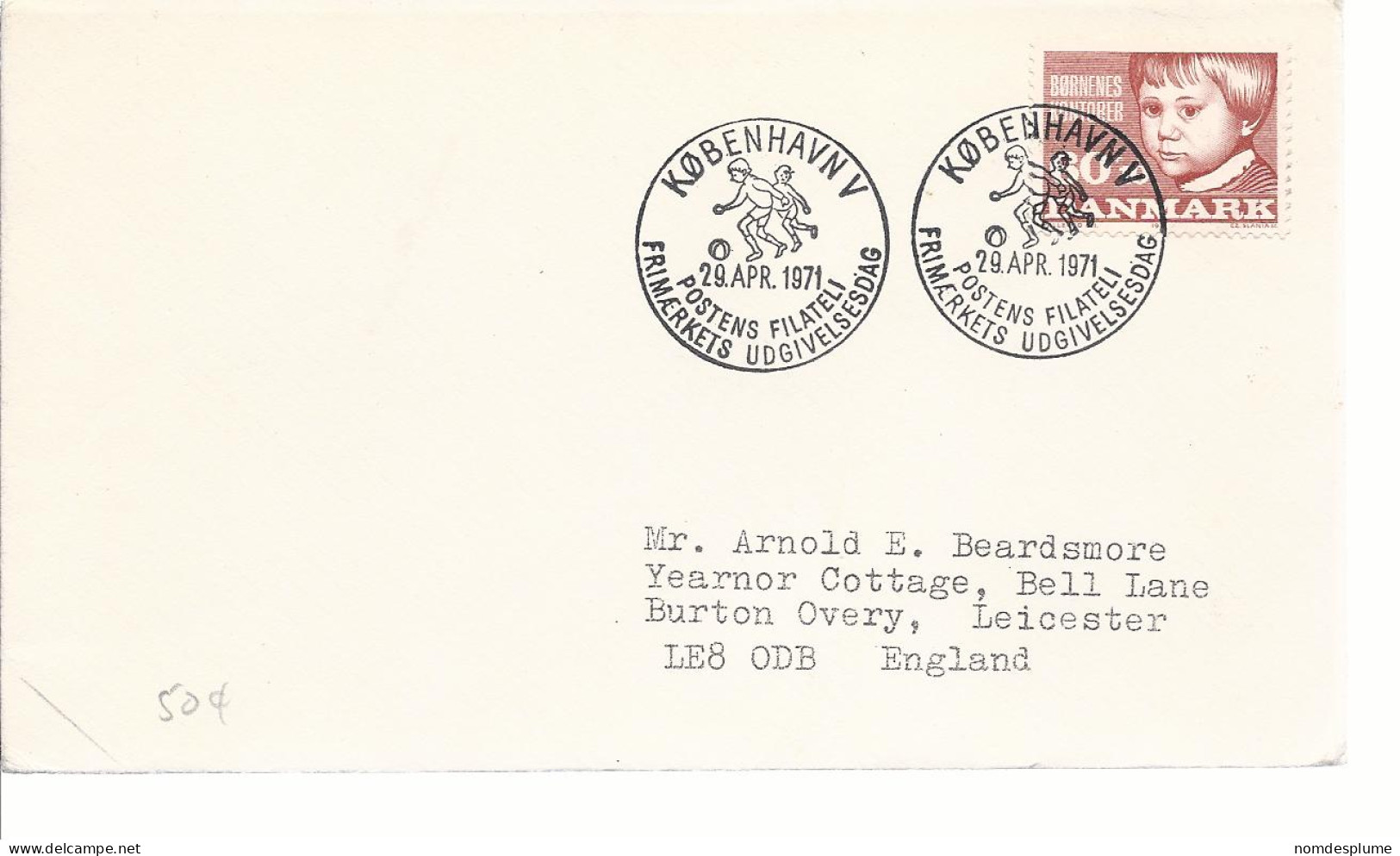 19615) Denmark Kobenhavn V Postmark Cancel 1971 First Day Cover FDC - Lettres & Documents