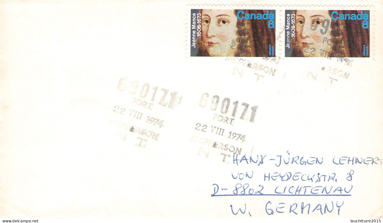 CANADA - LETTER 1974 FORT McPHERSON NWT > GERMANY / ZG71 - Storia Postale