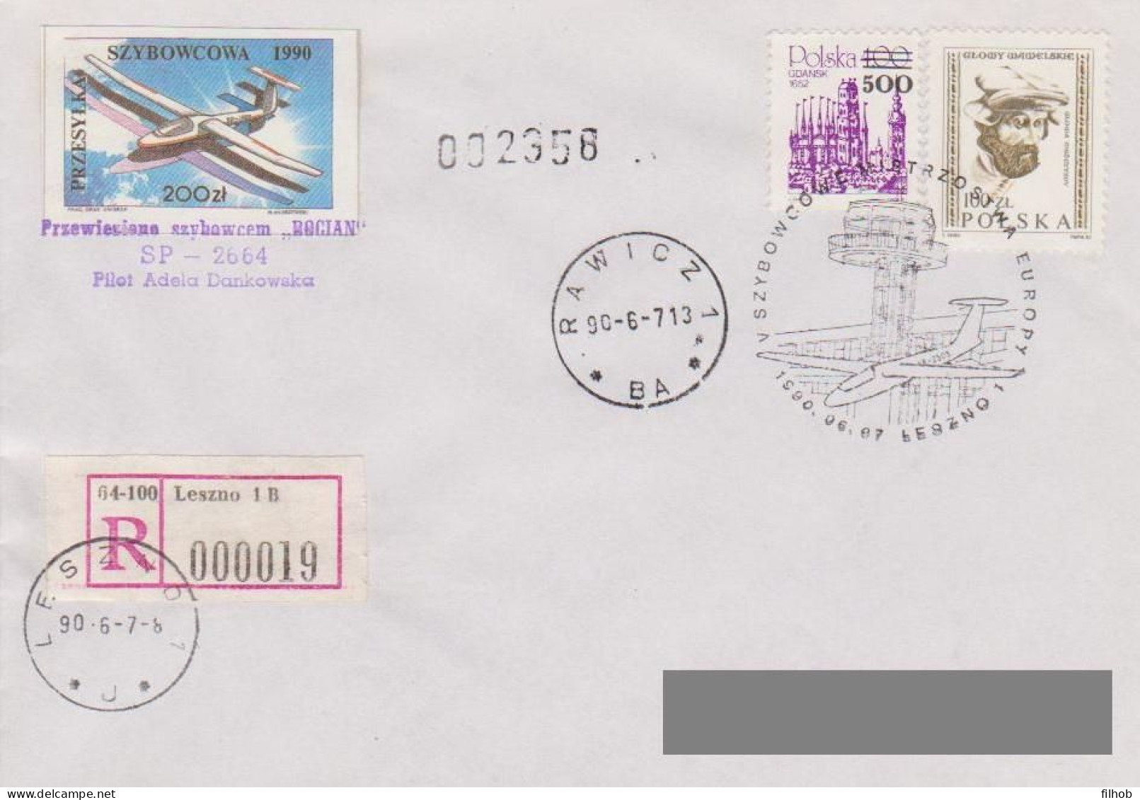 Poland Post - Glider PSZ.1990.lesz02: Sport Leszno European Championship BOCIAN - Alianti