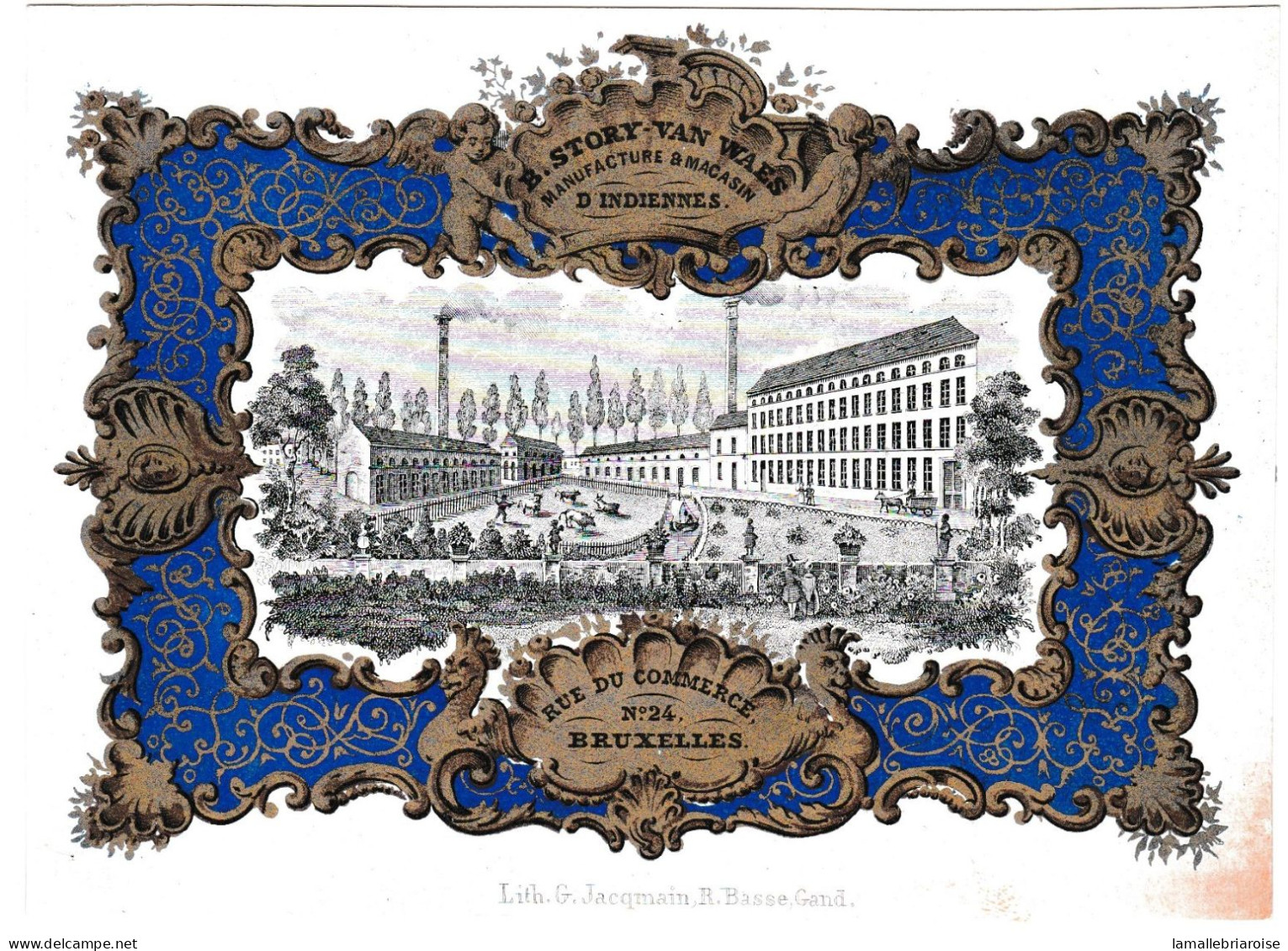 Belgique "Carte Porcelaine" Porseleinkaart, B Story-Van Waes, Manufacture Et Mag D'indiennes, Bruxelles, Dim:144 X 105mm - Porzellan