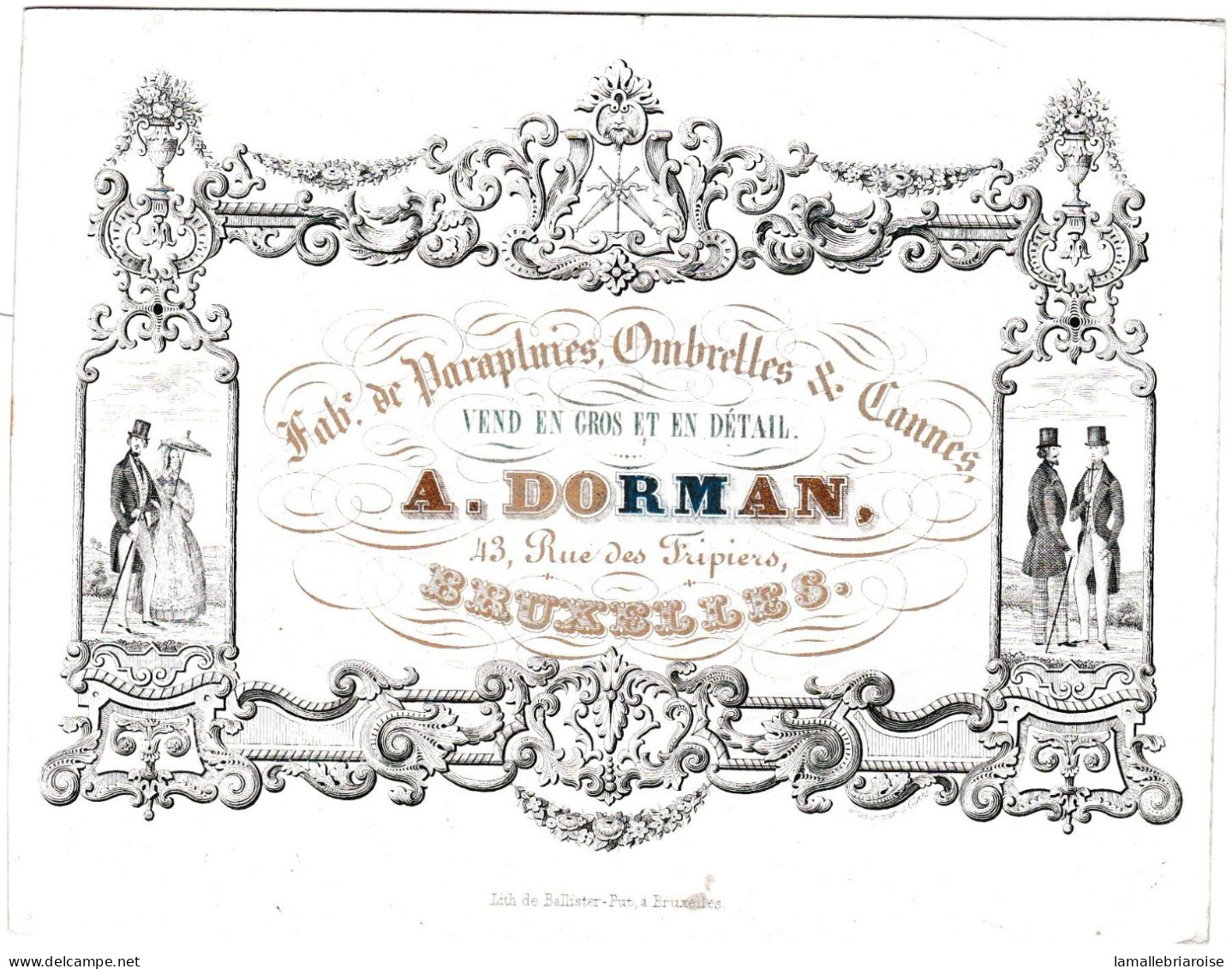 Belgique "Carte Porcelaine" Porseleinkaart, A. Dorman, Ombrelles Et Cannes, Bruxelles, Dim:150 X 115mm - Porcelana