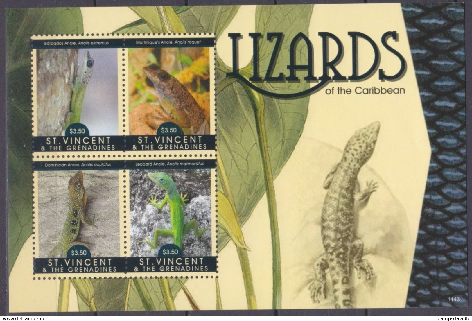 2011 St Vincent Grenadines 7047-7050KL Reptiles 12,00 € - Serpents