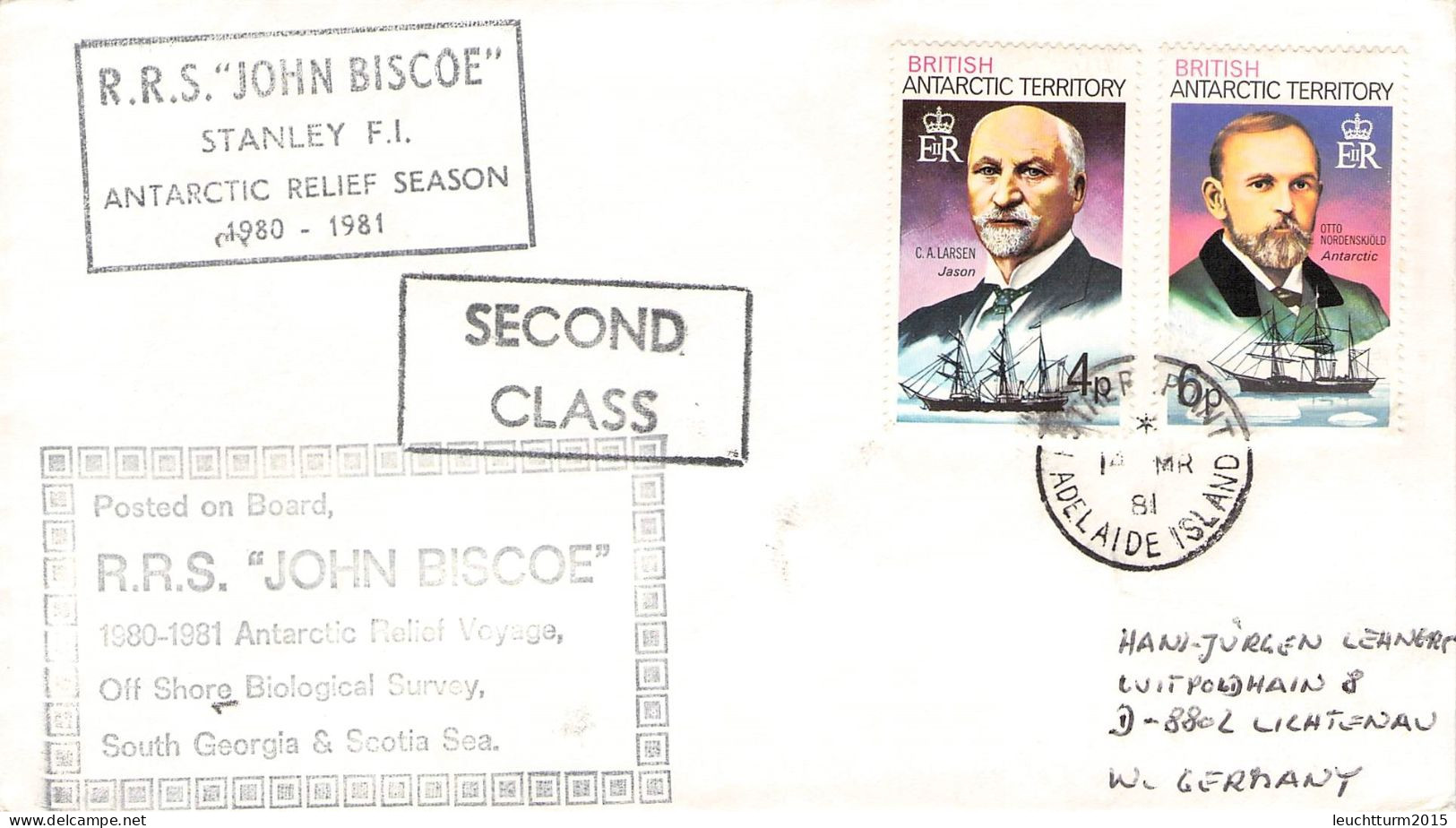 BRIT. ANTARCTIC T. - LETTER 1981 R.R.S. "JOHN BISCOE" / ZG81 - Lettres & Documents