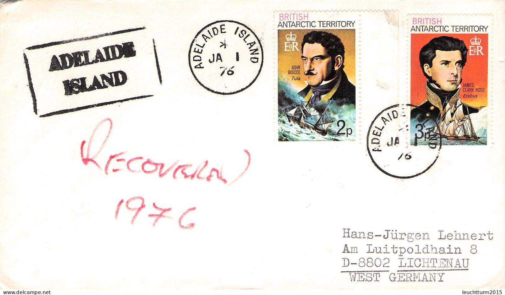 BRIT. ANTARCTIC T. - LETTER 1976 ADELAIDE ISL. > GERMANY / ZG84 - Covers & Documents