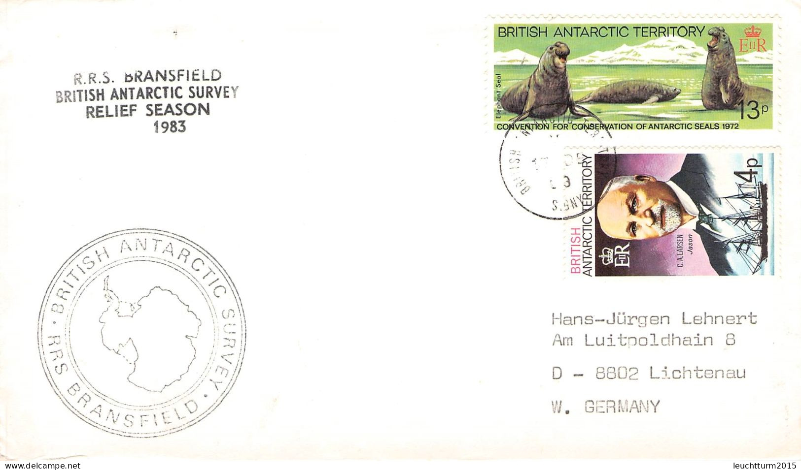 BRIT. ANTARCTIC T. - LETTER 1983 RRS "BRANSFIELD" SIGNY > GERMANY / ZG85 - Briefe U. Dokumente